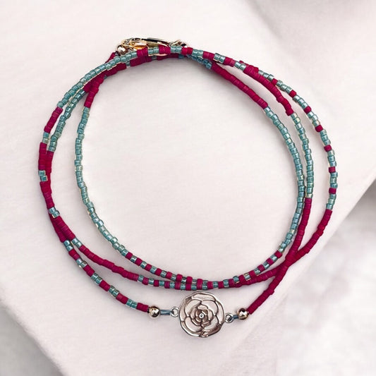 Gold Rose with Delicate Accents Necklace/Bracelet Wrap