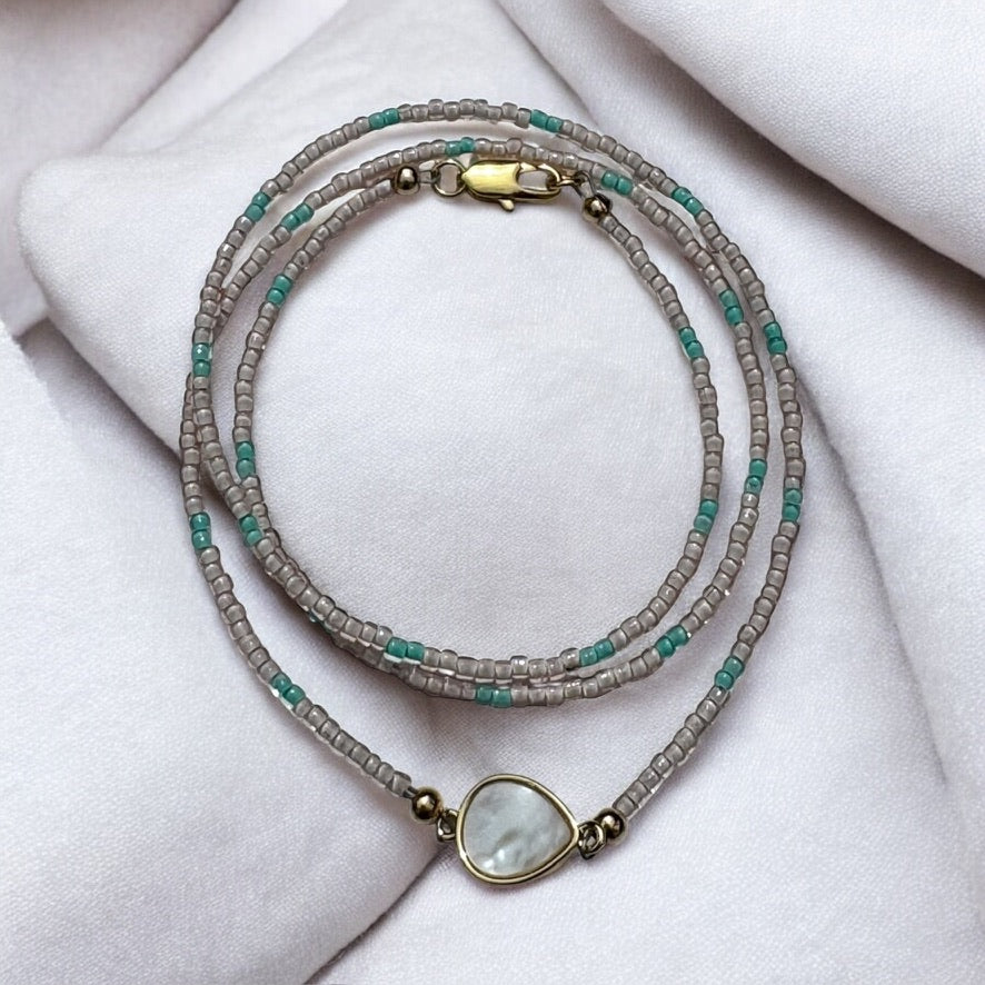 Pearl Tear with Delicate Accents Necklace/Bracelet Wrap