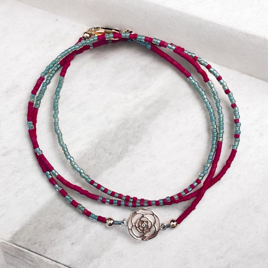 Gold Rose with Delicate Accents Necklace/Bracelet Wrap