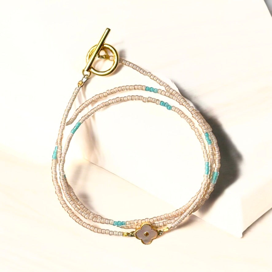 Mother of Pearl Clover Necklace/Bracelet Wrap