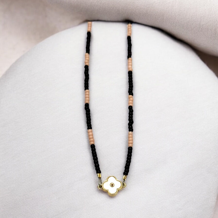 White Clover with Pink Accents Necklace/Bracelet Wrap