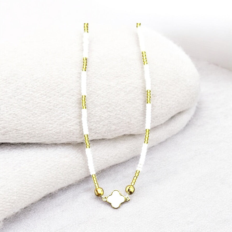 White Clover with Gold Accents Necklace/Bracelet Wrap